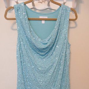 Sparkly Aqua Sleeveless Top Sz. Medium
